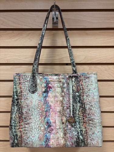 Brahmin Leather Croc Embossed Shoulder Bag Multi Color