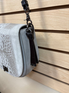 Brahmin Wilmington Suede Leather Crossbody Bag Gray