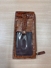 Load image into Gallery viewer, Brahmin Leather Croc Embossed Card Holder Brown