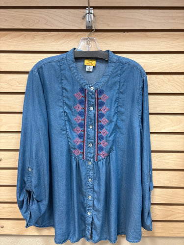 Ruby Rd Long Sleeve Top Blue Size X-Large